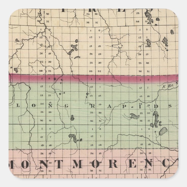 Map of Montmorency County, Michigan Square Sticker Zazzle.co.nz
