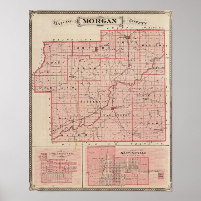 Map of Morgan County with Mooresville Poster (Front)
