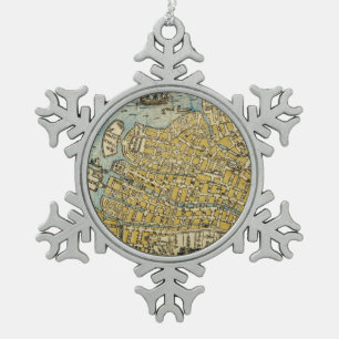 Map of Nagasaki Snowflake Pewter Christmas Ornament