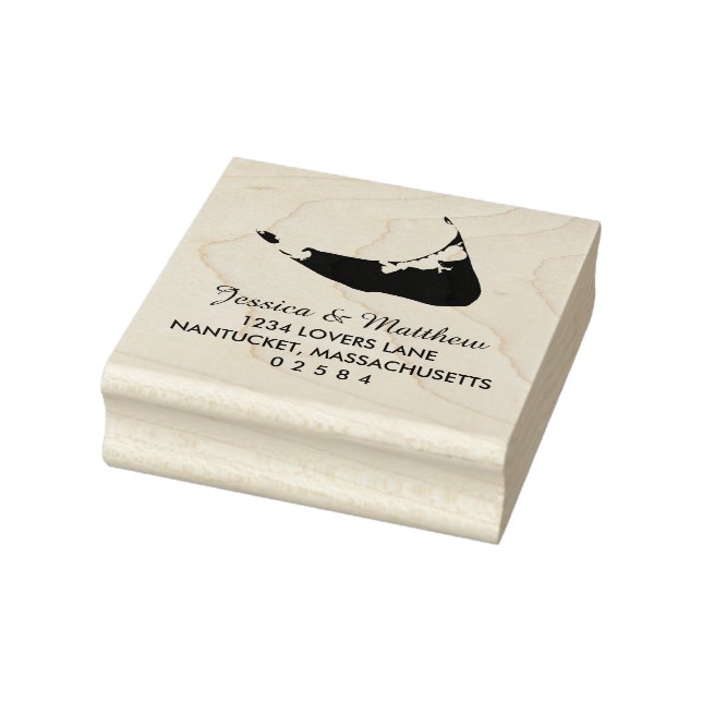 Map of Nantucket Massachusetts Wedding Rubber Stamp (Stamp)