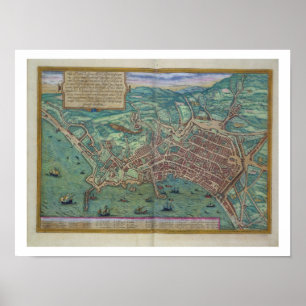 Map of Naples, from 'Civitates Orbis Terrarum' by Poster