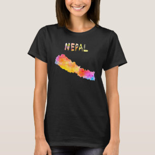 Map of Nepal Nepali Colourful map Watercolor ill T-Shirt