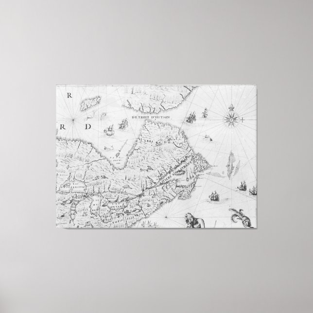 Map of New France or Canada Canvas Print (Front)