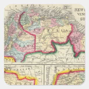 Map Of New Granada, Venezuela, And Guiana Square Sticker