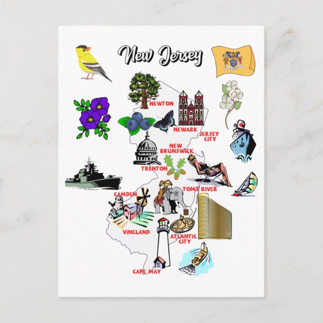 Map of New jersey state Postcard (Front)