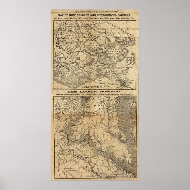 Map of New Orleans and Surrounding Country Poster (Front)