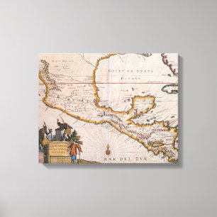 Map of New Spain New Galicia & Guatemala, 1625 Canvas Print