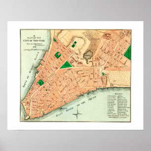 Map of New York City's original layout from 1776 Poster