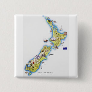 Map of New Zealand 15 Cm Square Badge
