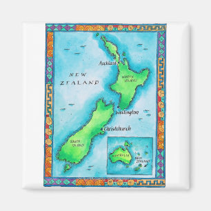 Map of New Zealand 2 Magnet