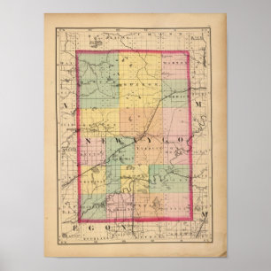 Map of Newaygo County, Michigan Poster