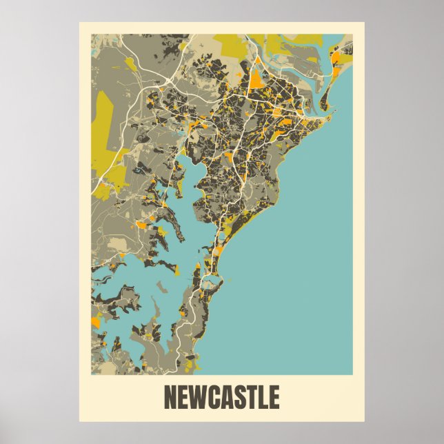 Map Of Newcastle, Australia Poster (Front)