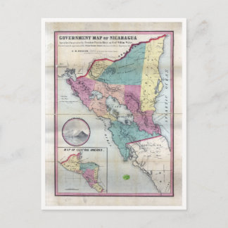 Map of Nicaragua (1856) Postcard
