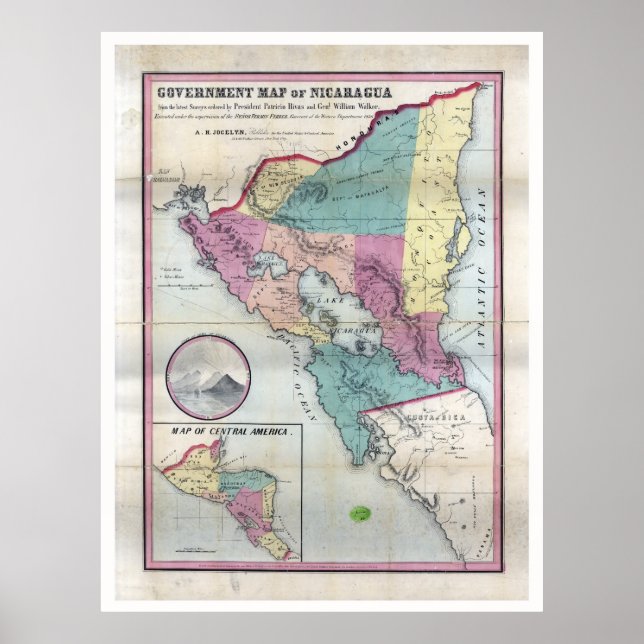 Map of Nicaragua (1856) Poster (Front)