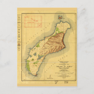 Map of Niihau, Hawaiian Island (1929) Postcard