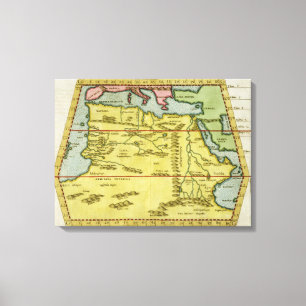 Map of North Africa, c.1580s (coloured engraving) Canvas Print