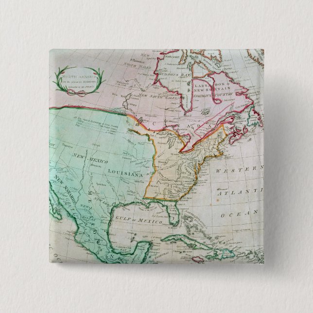 Map of North America 15 Cm Square Badge (Front)