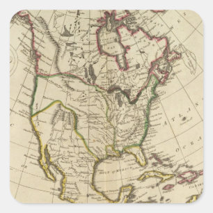 Map of North America 2 Square Sticker