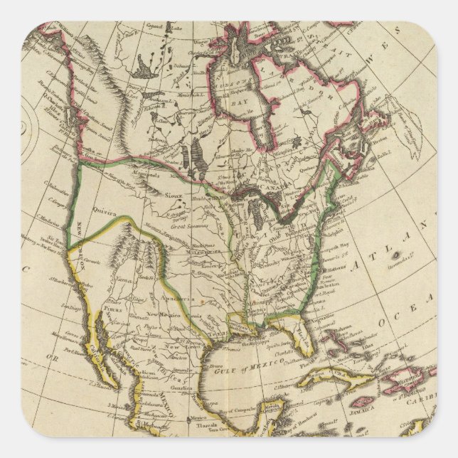 Map of North America 2 Square Sticker (Front)