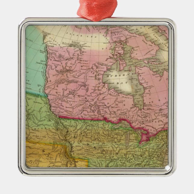 Map of North America 3 Metal Tree Decoration (Front)