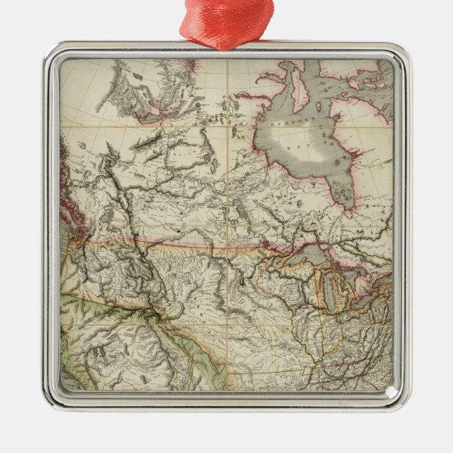 Map of North America 4 Metal Tree Decoration (Front)