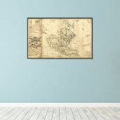 Map of North America by Herman Moll (1715) Canvas Print (Insitu(Wood Floor))