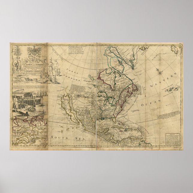 Map of North America by Herman Moll (1715) Poster (Front)
