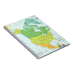 Map of North-America Spiral Notebook