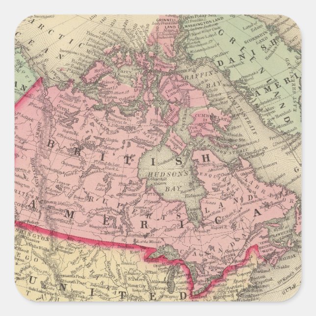 Map Of North America Square Sticker (Front)