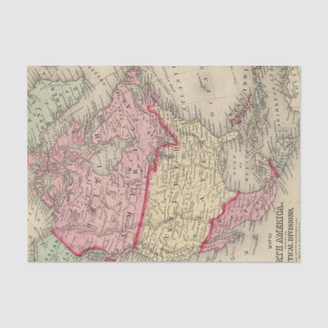 Map Of North America Tissue Paper (Front)