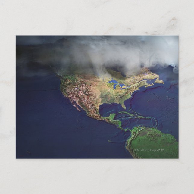 Map of North America with fog Postcard (Front)