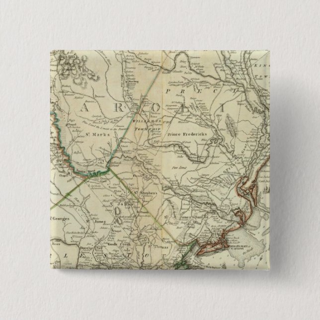 Map Of North And South Carolina 15 Cm Square Badge (Front)