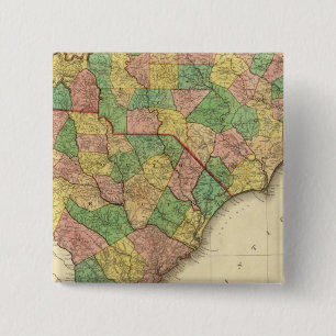 Map of North and South Carolina 15 Cm Square Badge