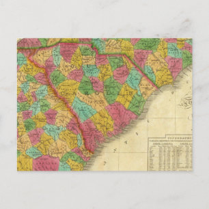 Map of North and South Carolina, and Georgia Postcard