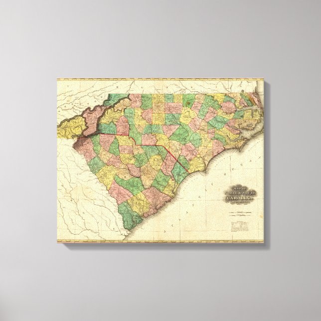 Map of North and South Carolina Canvas Print (Front)