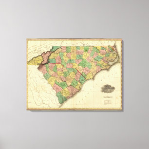 Map of North and South Carolina Canvas Print