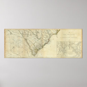 Map Of North And South Carolina Poster