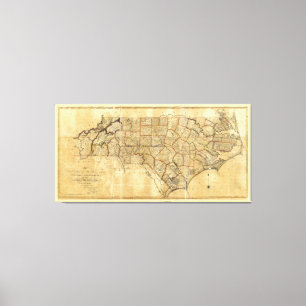 Map of North Carolina (1808) Canvas Print