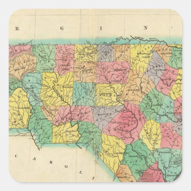 Map Of North Carolina Square Sticker (Front)