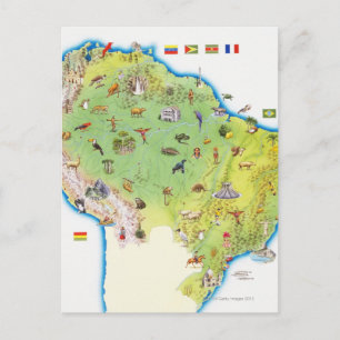 Map of Northern South America Postcard