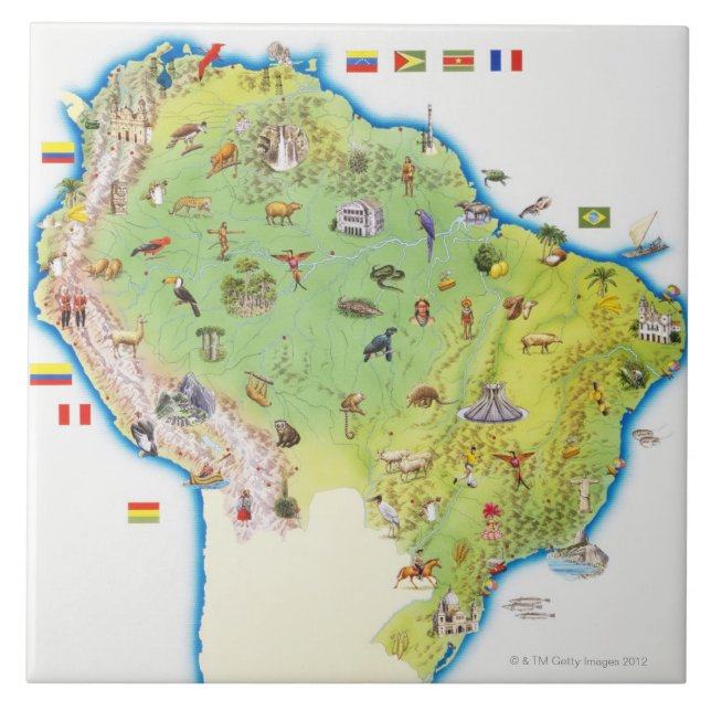 Map of Northern South America Tile (Front)