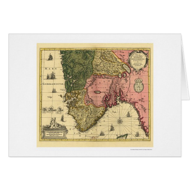 Map of Norway by Jan Jansson 1650 (Front Horizontal)