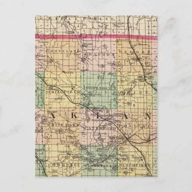 Map of Oakland County, Michigan Postcard (Front)