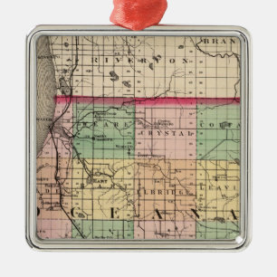 Map of Oceana County, Michigan Metal Tree Decoration
