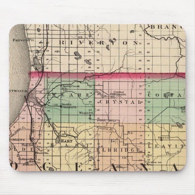 Map of Oceana County, Michigan Mouse Pad (Front)