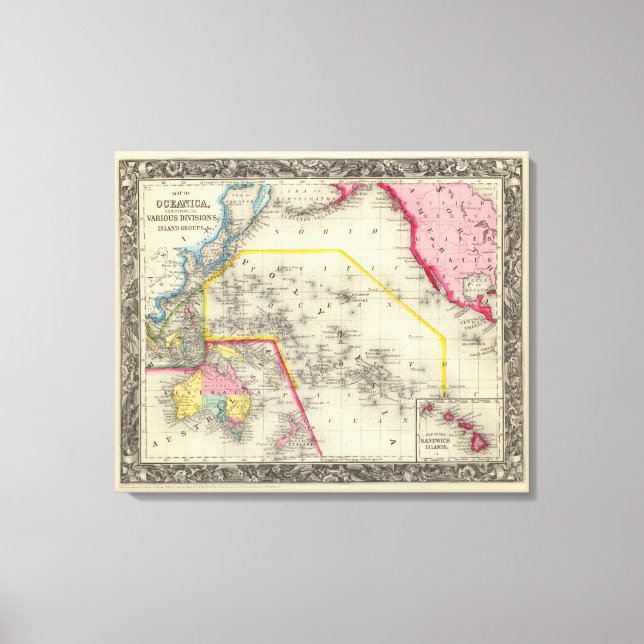 Map Of Oceanica Canvas Print (Front)