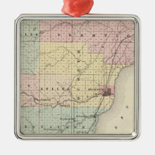 Map of Oconto County southern part Metal Tree Decoration