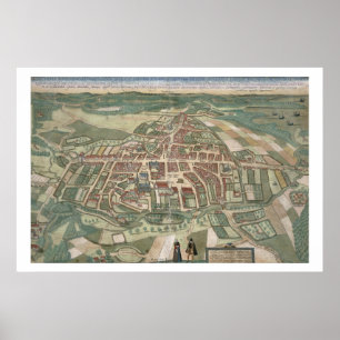 Map of Odense, from 'Civitates Orbis Terrarum' by Poster