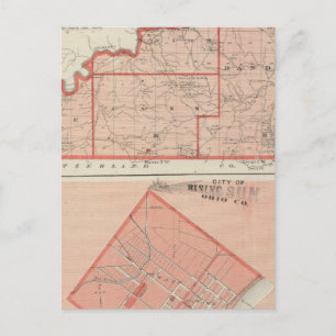Map of Ohio County with City of Rising Sun Postcard