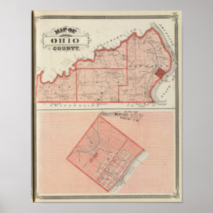 Map of Ohio County with City of Rising Sun Poster